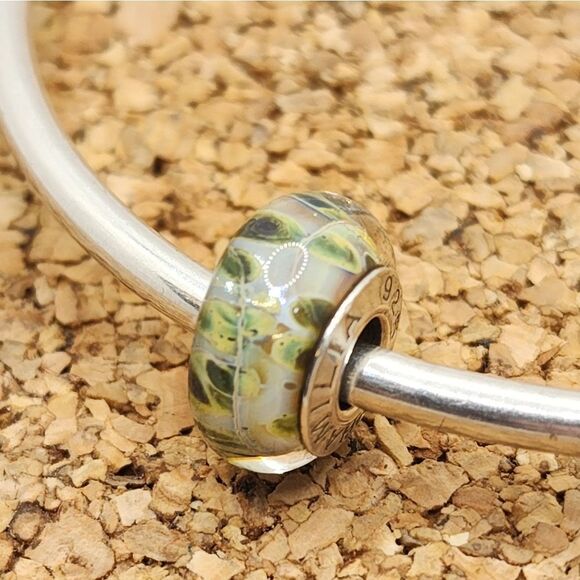AUTHENTIC 925 STERLING SILVER GREEN YELLOW PINK GREEN MURANO CHARM FOR PANDORA - Picture 1 of 5